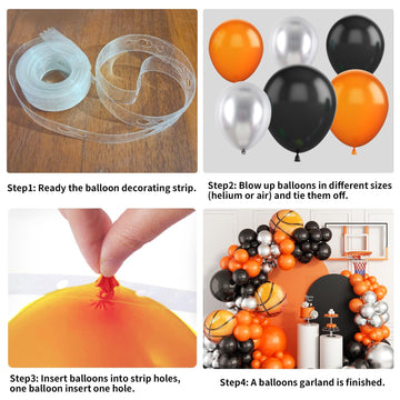 Basketball Balloon Garland Kit Orange Black Metallic Silver And Basketball Aluminum Film Balloons For Sport Theme Party Basketball All Star Space Jam Birthday Decorations