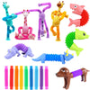 Kryfa Telescopic Suction Cup Giraffe Toy, Sucker Pop Tube Giraffe, Stretchy Giraffe Suction Toy, Animals Pop Tube Sensory Toy For Kids 4-8, 8-12 (18 Pcs)