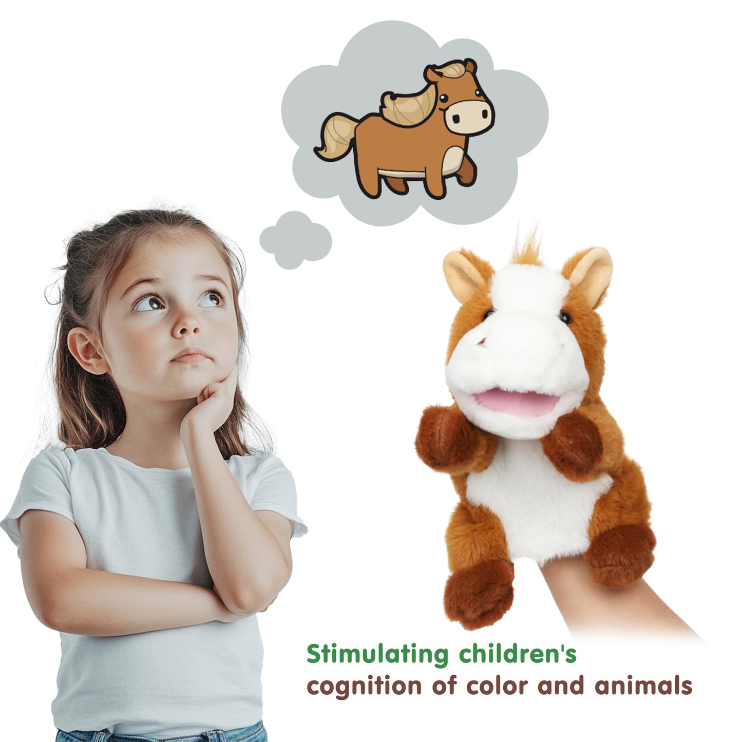 Easfan Horse Hand Puppet With Movable Mouth Interactive Storytelling Cute Soft Plush Toy Creativity And Imagination Easter Chris