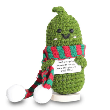 Ruifengsheng Emotional Support Pickle, Handmade Emotional Pickled Cucumber Gift With Positive Card Creative Cute Wool Inspiratio