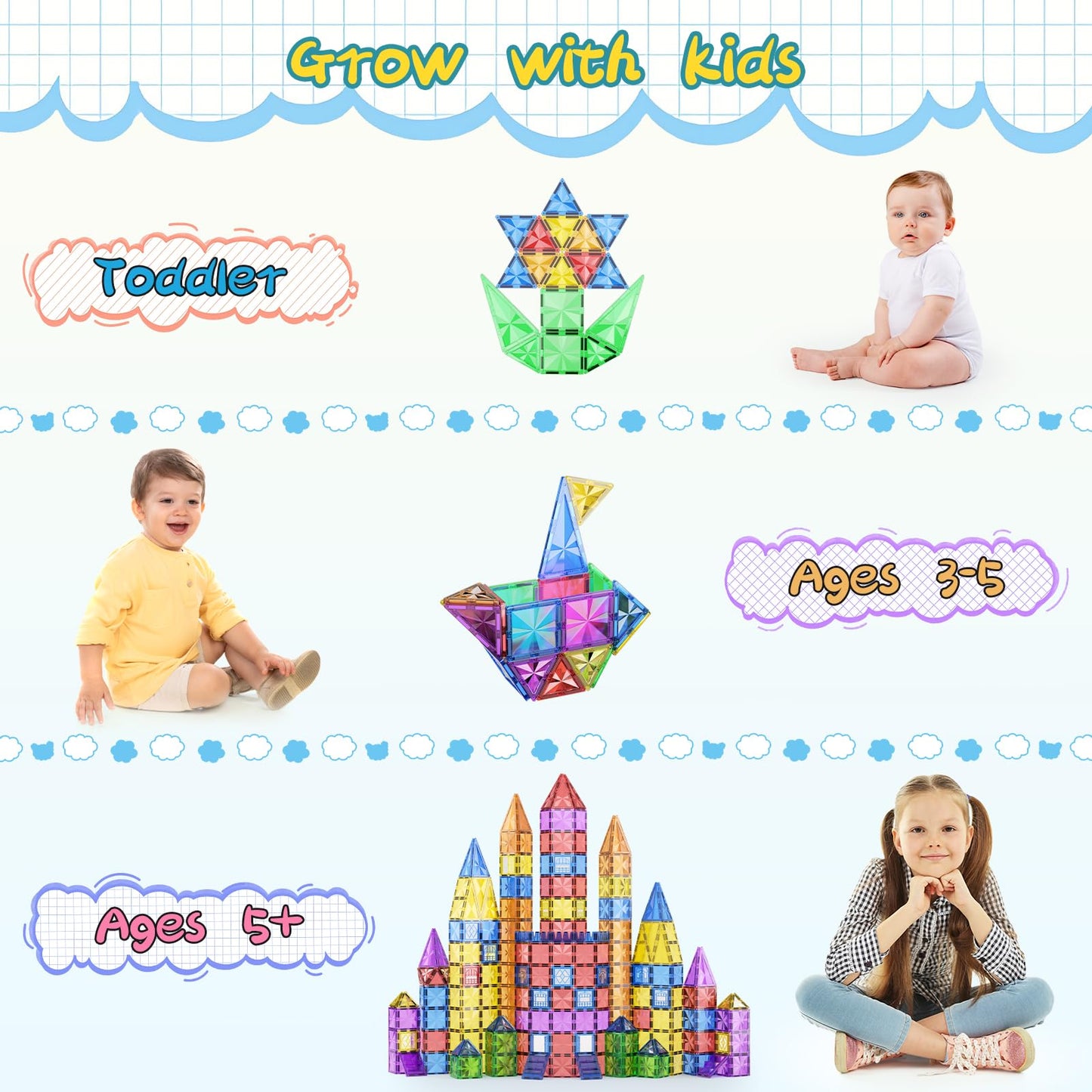 Colelulu 102Pcs Diamond Magnetic Tiles Kids Toys, Stem Magnet Toys For Toddlers, Magnetic Building Blocks For Age 3-5 4-8 8-12,