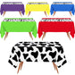 Hosuly 6 Pcs Cow Print Tablecloth Kids Birthday Party Plastic Tablecloth Set 54 x 108 Table Cloth Solid Rectangular Table Cove