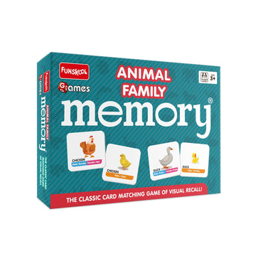 Funskool Games Memory Animal Family, Educational Matching Picture Card Game For Children, Kids & Family, 1 - 4 Players, Ages 5 A