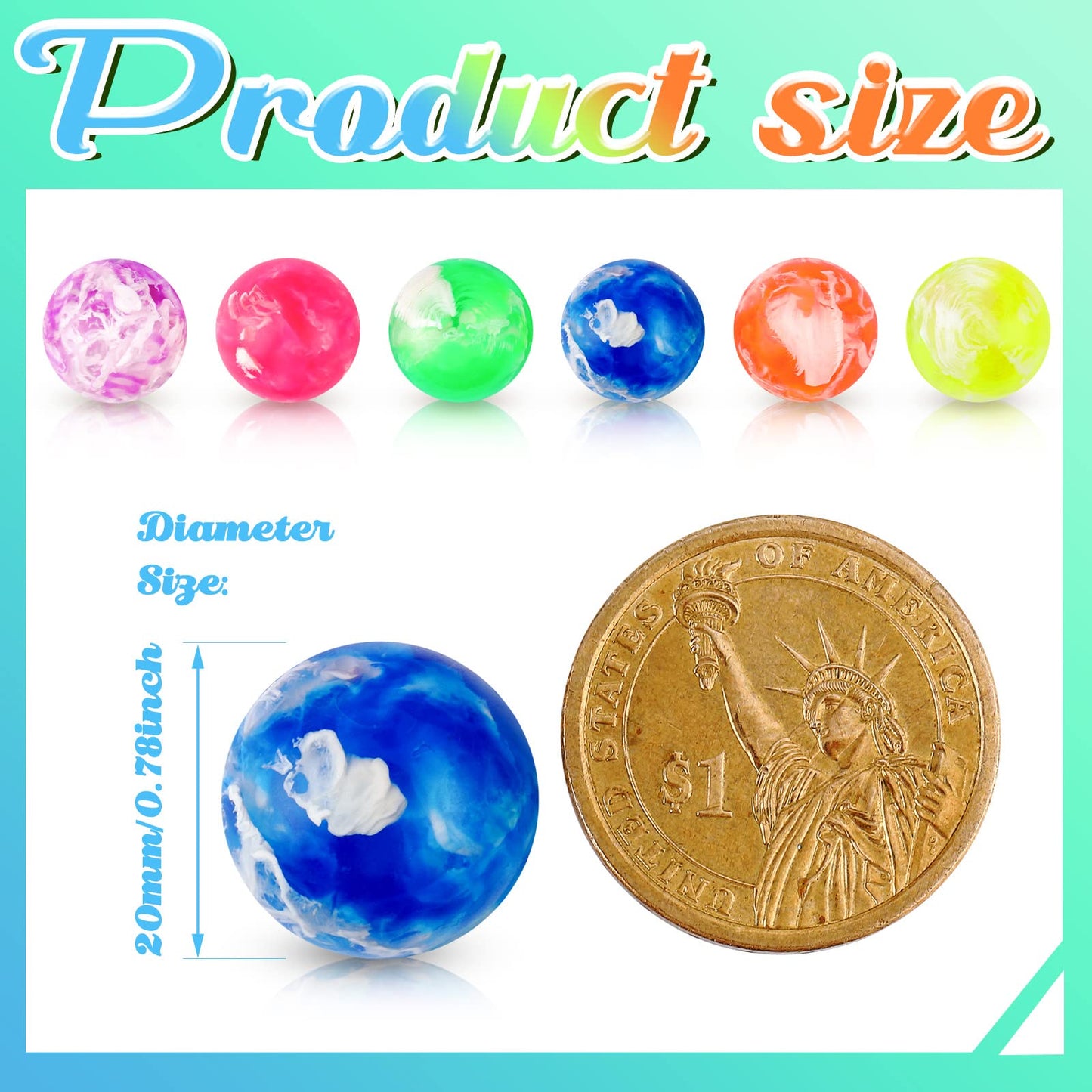 Deekin 2000 Pcs Small Multicolored Bouncy Balls 0.78 Inch Rubber High Bounce for Birthday Party Favors and Vending Machines Fillers