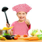 Kids Chef Hat Apron Set, Cute Children Baby Baking Gingham Aprons with Adjustable Neck Strap and Pockets for Boys and girls Cook