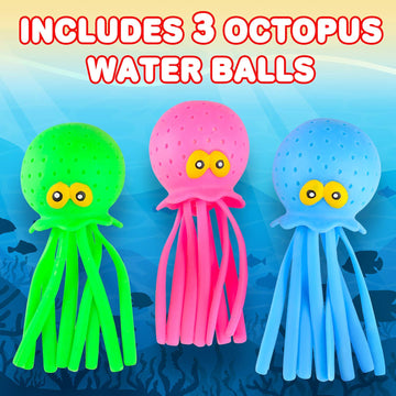 Artcreativity Octopus Water Balls, Set Of 3, Rubber Kids’ Bath Toys, Sensory Stress Relief Pool Toys For Kids, Cute Goodie Bag Fillers For Boys And Girls, Pink, Blue And Green