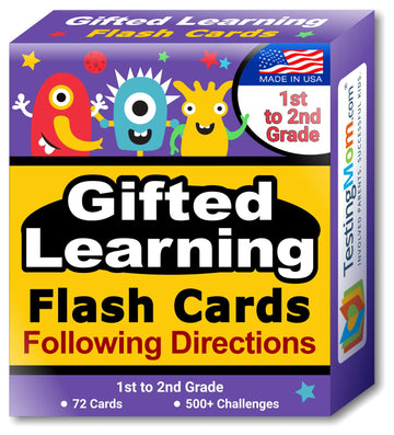 Testingmom.Com Gifted Learning Flash Cards – Following Directions For 1St Grade - 2Nd Grade – Practice For Grade 1 - Grade 2 Cogat Test, Iowa Test (Itbs), Olsat Test, Nyc Gifted And Talented, Wppsi