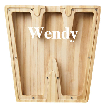 Bemaystar Personalized Kids' Wooden Money Bank - Customized Name Letter Piggy Bank For Boys & Girls (Birthday)