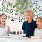 Zwiebeco Birthday Party Decoration Supplies Green Black White Happy Birthday Sign Banner Bamboo Leaves Pandas Banner Hanging Pap