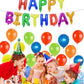 TONIFUL 7 Color Rainbow Happy Birthday Balloons Banner, 16 Inches Colorful Mylar Foil Letter Sign Balloons Banner Bunting for Gi