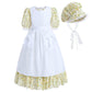 Nuoqi Colonial Costume Girls, Yellow Prairie Dress Girls Pioneer Dress Costume With Apron 10-12
