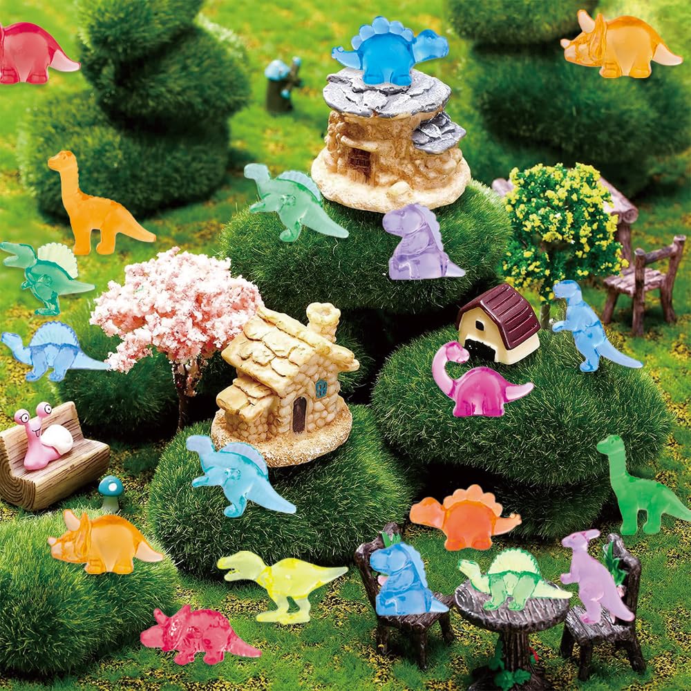 Diydec 120Pcs Mini Dinosaur Figurines 12 Styles Tiny Resin Animals To Hide,Small Plastic Dinosaurs For Vase Fillers Micro Dollho