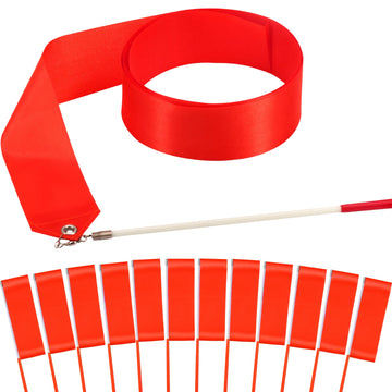 Hiunicorn 12Pcs Red Dance Ribbons For 4Th Of July Accessories, Party Favors For Girls Rhythmic Gymnastics Ballerina Birthday Party Streamers Decoration, Kids Circus Carnival Ribbon Dancer Wands