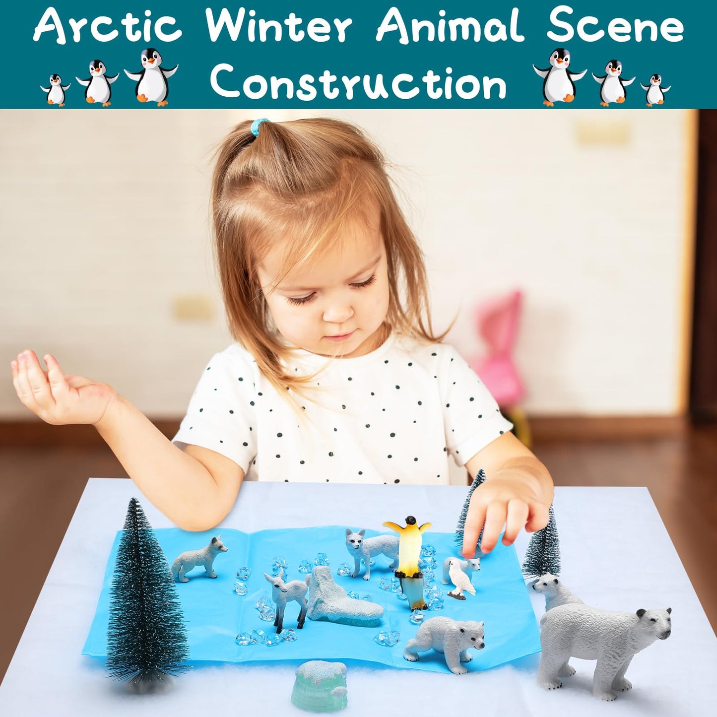 Glimin Polar Animals School Projects Set Diorama Supplies Kit Figurine Toys Model Diorama Project Set Educational Toys Birthday