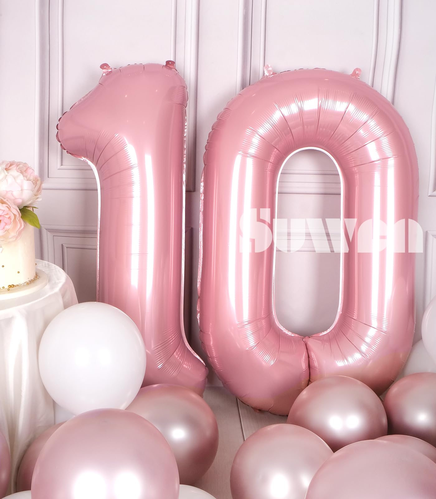 SUWEN 40 Inch Pink Foil Number Balloons 0-9 Jumbo Mylar Birthday Party Decorations for Girls
