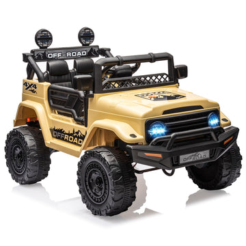 Hetoy 12V Electric Ride-On Truck for Kids - Remote Control Car with Spring Suspension, LED Lights, Music & 3 Speeds | Battery-Po