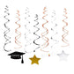 Funpa 30Pcs Graduation Party Swirl Graduation Cap Cutouts Hanging Decor Hanging Swirl