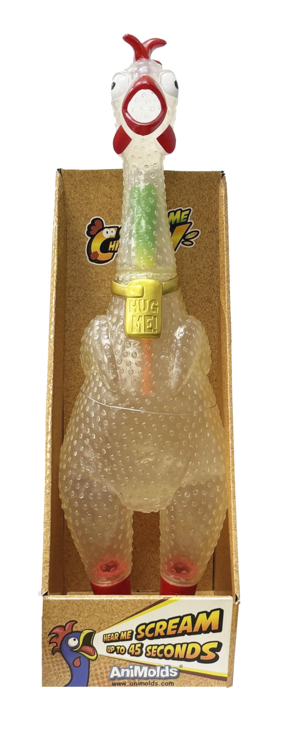 Animolds Hug Me Giant Rubber Chicken- Huge Stress Relief Screaming Chicken Toy | Screams Up to 45 Seconds- Novelty Gag and Prank Toys | Funny Toys Gifts for Christmas Stocking Stuffers for Kids mature-themed