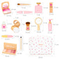 Umu Stylish Wooden Beauty Set Little Woman For Girls - Makeup Playset 17 Piece Kit With Makeup, Brush, Mirror And Cosmetics Case