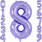 AIQINHU Purple Foil Number 8 Balloon, 40 Inch Giant Mylar for 8th Birthday Party Decorations