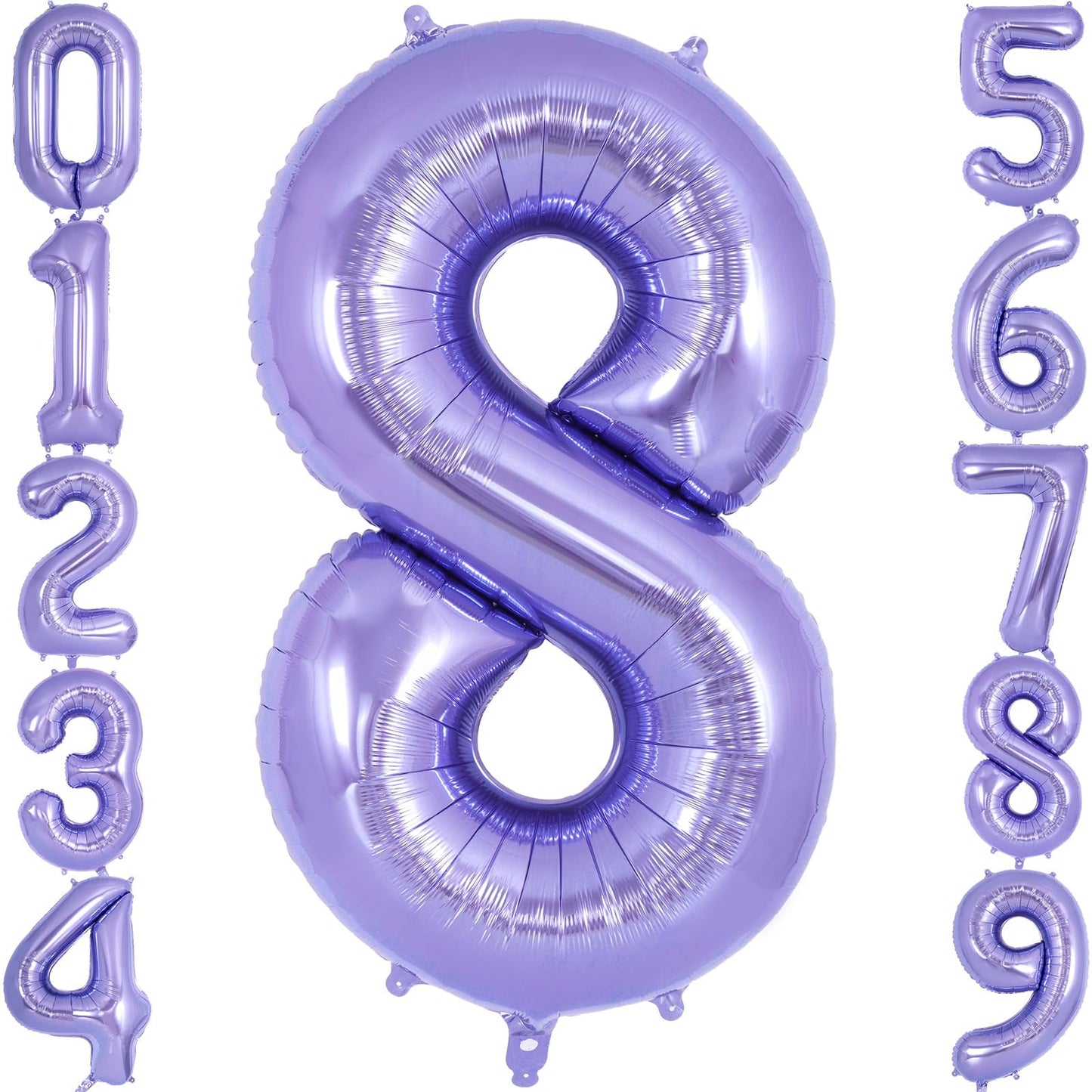 AIQINHU Purple Foil Number 8 Balloon, 40 Inch Giant Mylar for 8th Birthday Party Decorations