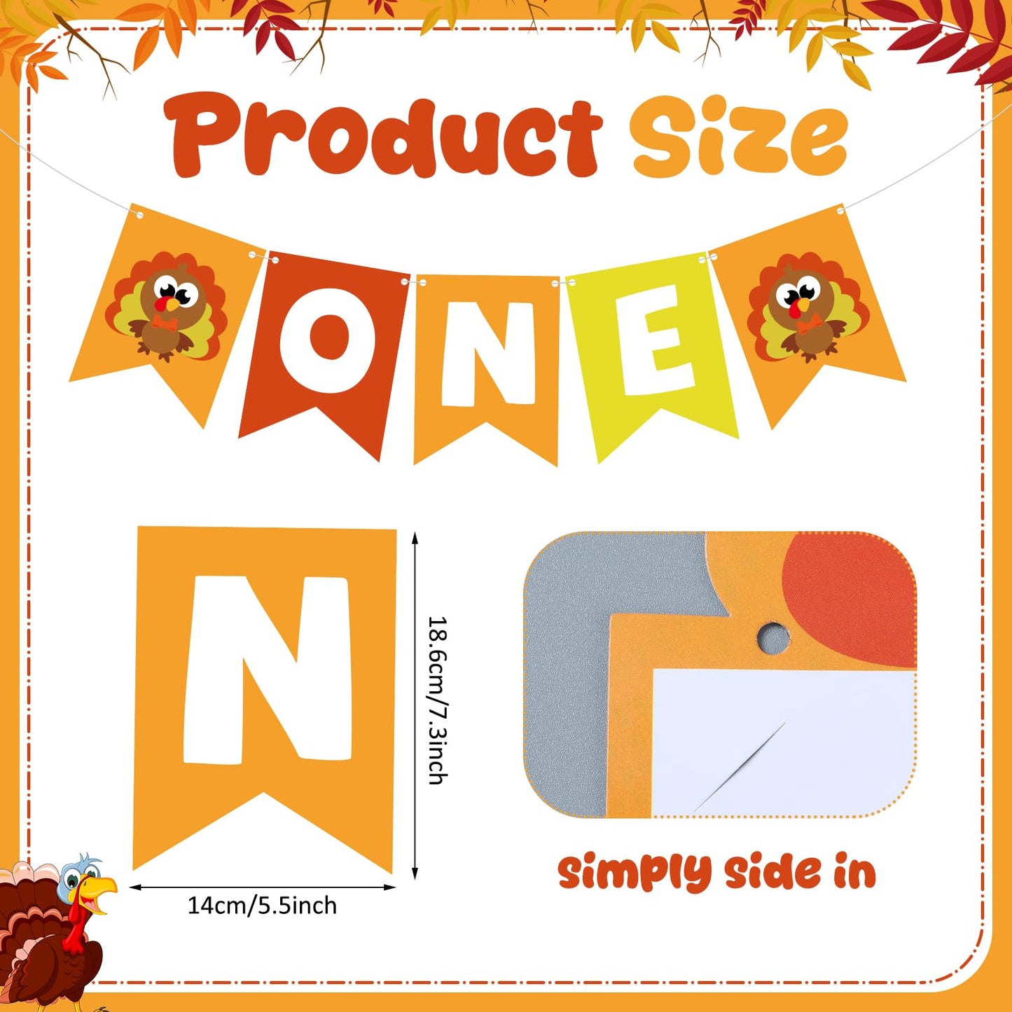 TaoBary Thanksgiving Turkey One Banner Turkey Theme Photo Banner 1st Birthday Monthly Newborn to 12 Month Photo for Thanksgiving