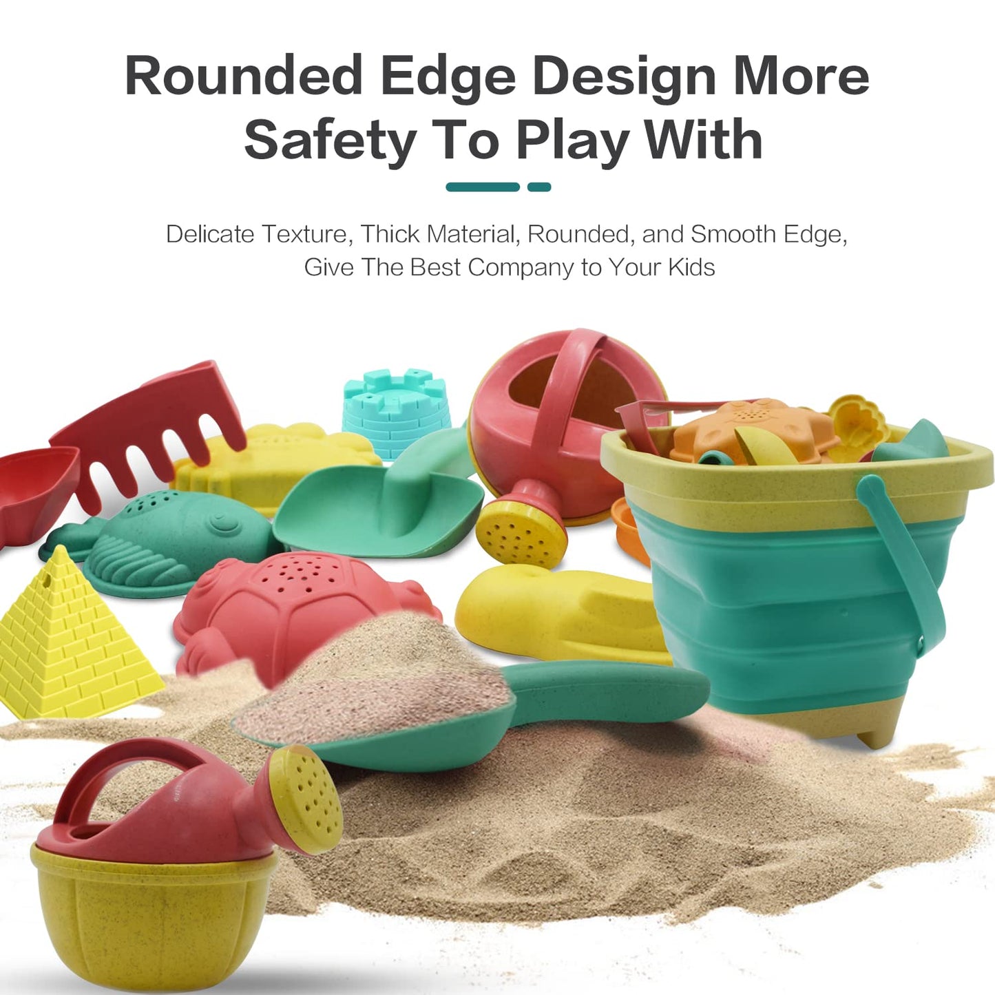 Beach Toys for Kids - Sand Toys Set Includes Collapsible Sand Bucket Shovel and Sand Rake Toys for Beach 12 PCS, Sandbox Toys Sa