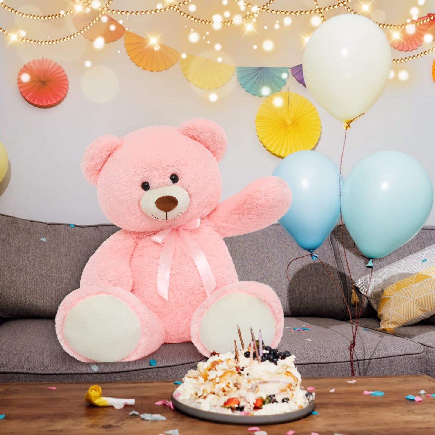 Tezituor 40” Pink Big Teddy Bear, Giant Stuffed Animal Plush,Soft Bear Gifts For Christmas, Birthday,Valentine, Baby Shower.