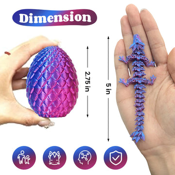 Tboline 5Pack 3D Printed Dragon Egg, Mystery Easter Egg Articulated Crystal Animals Fidget Toy For Kid Boy Girls, Mythical Piece