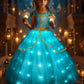 Uporpor Light Up Princess Dress Up Clothes Costume For Girls Halloween Kids Princess Cosplay Party Supply For Christmas, Blue Green, 120
