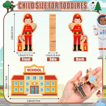 Blosssound 40 Pcs Wooden Community Helpers Figures Playset - Multicultural Career Educational Toys for Kids, Model GEY-Blosssound-1642