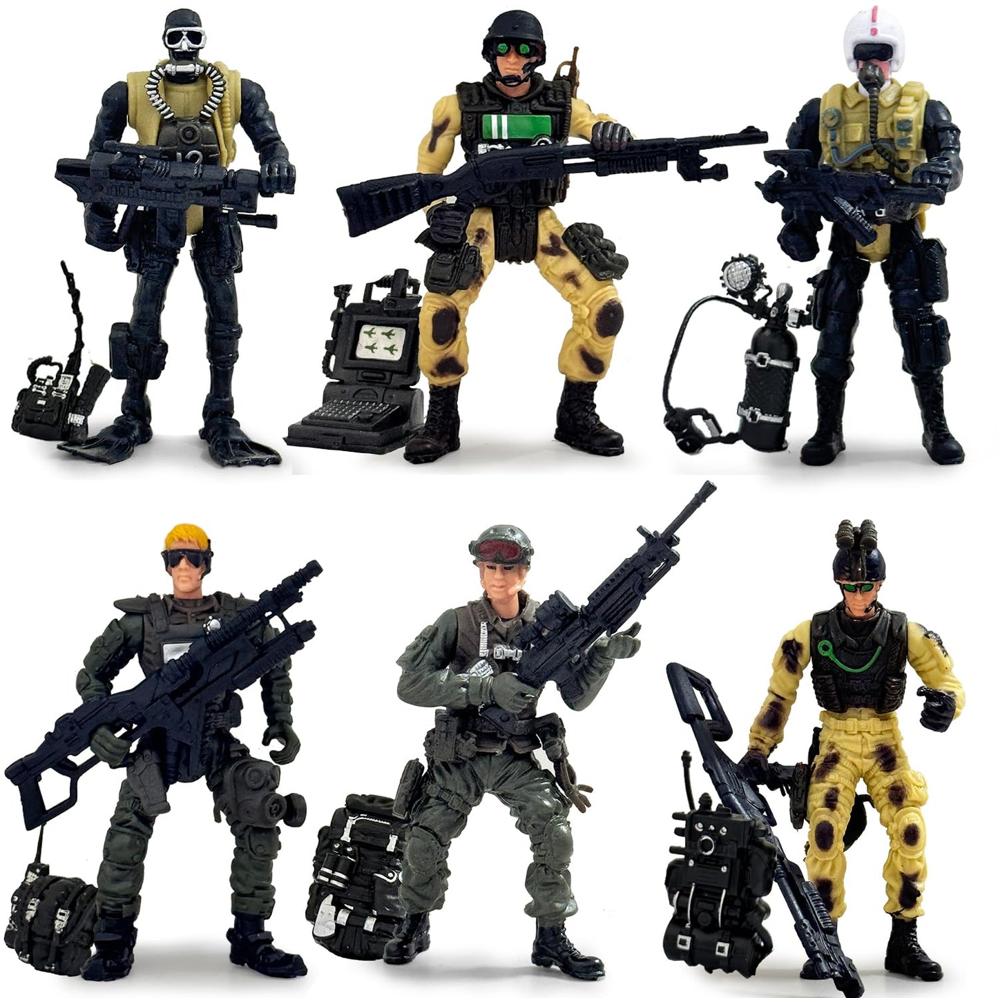 Baimiby Army Men Action Figure  Soldiers Toy for Boys Age 4-7  6 Pcs Special Force Action Figure with  Military Soldier Playset Army Toy Set for Boys 3+