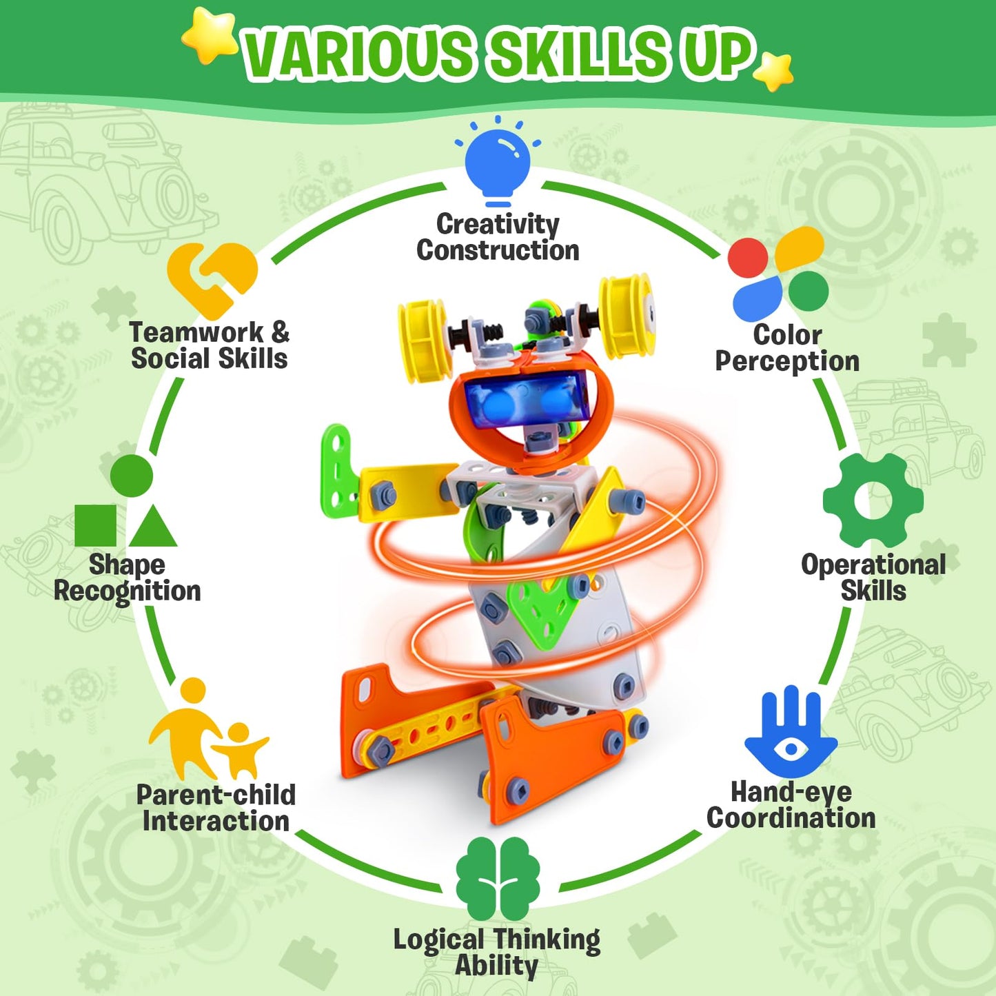 W Wise Block 164 Pcs Stem Toys, Educational Building Blocks Classroom Toys, Erector Set Building Toys For Kids Age 4-8 8-12, Toy