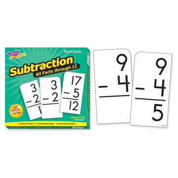 Trend Enterprises: Subtraction All Facts Through 12 Skill Drill Flash Cards, Great For Skill Building And Test Prep, Self-Checki