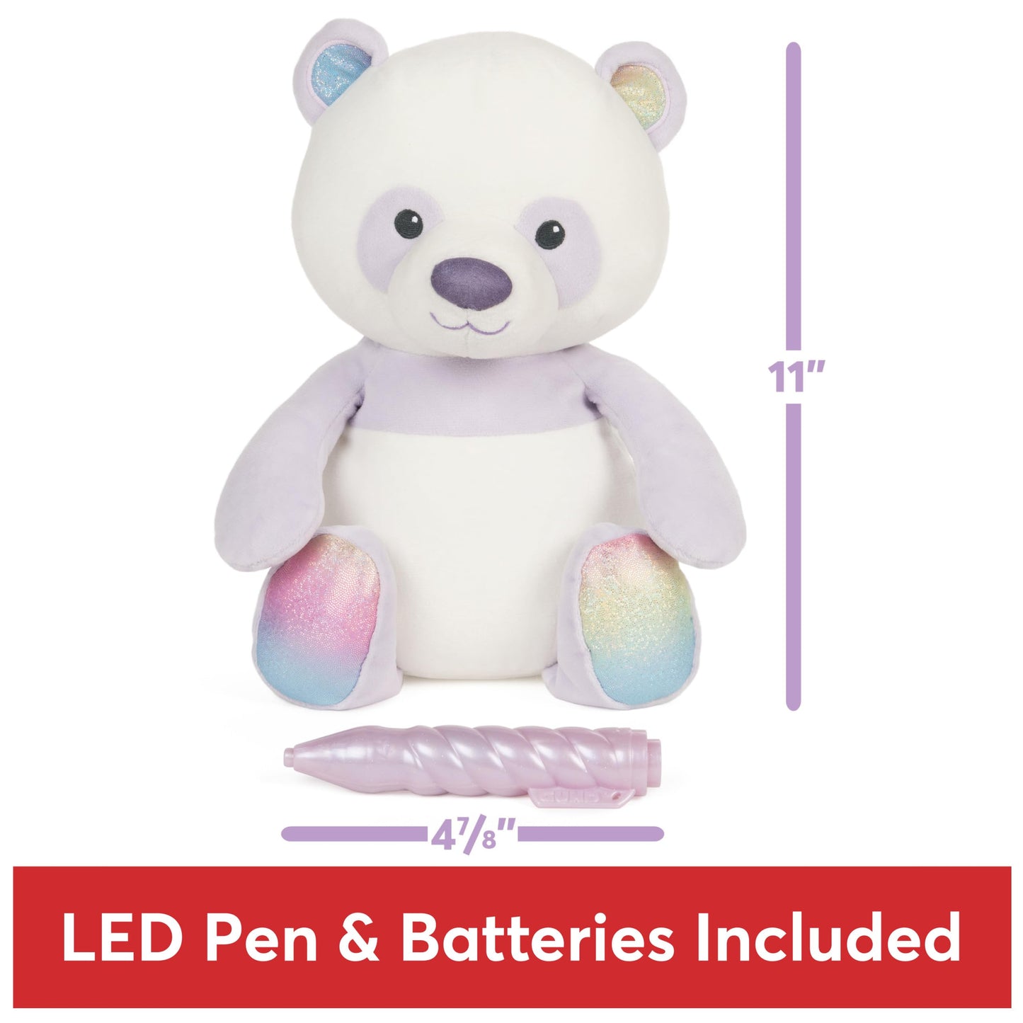 Gund Magic Draw And Glow Panda, Glow-In-The-Dark Activity Plush, Panda Stuffed Animal Toy With Led Pen, 11