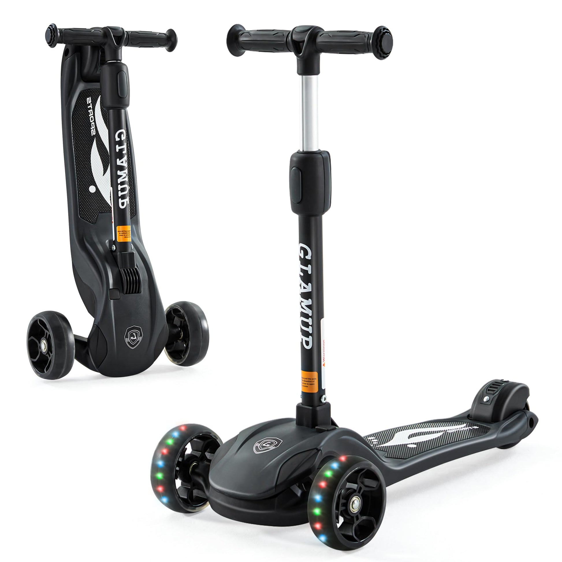 Glamup Kick Scooter Adjustable Height Adjustable Handlebar,Kids Scooter 3 Wheel With Led Lights,Suitable Kids Ages 2,Ages 6,Ages