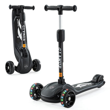 Glamup Kick Scooter For Kids Ages 3-14, 3 Wheel Scooter For Kids With Led Lights, Foldable Kids Scooter With Adjustable Height, 