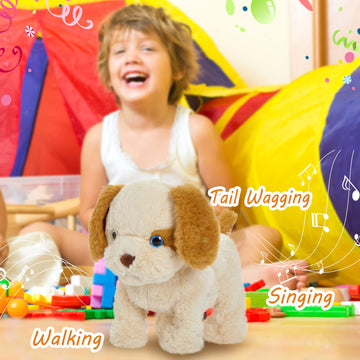 Cozyworld Walking Electronic Dog Plush Singing Interactive Puppy Stuffed Animals Animated Funny Toys Tail Wagging, Gifts For Boys Girls