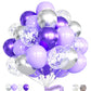 Purple And Silver Balloons,12 Inch 60Pcs Pastel Purple Balloons With Silver Confetti Balloons,Lavender Balloons For Mother'S Day