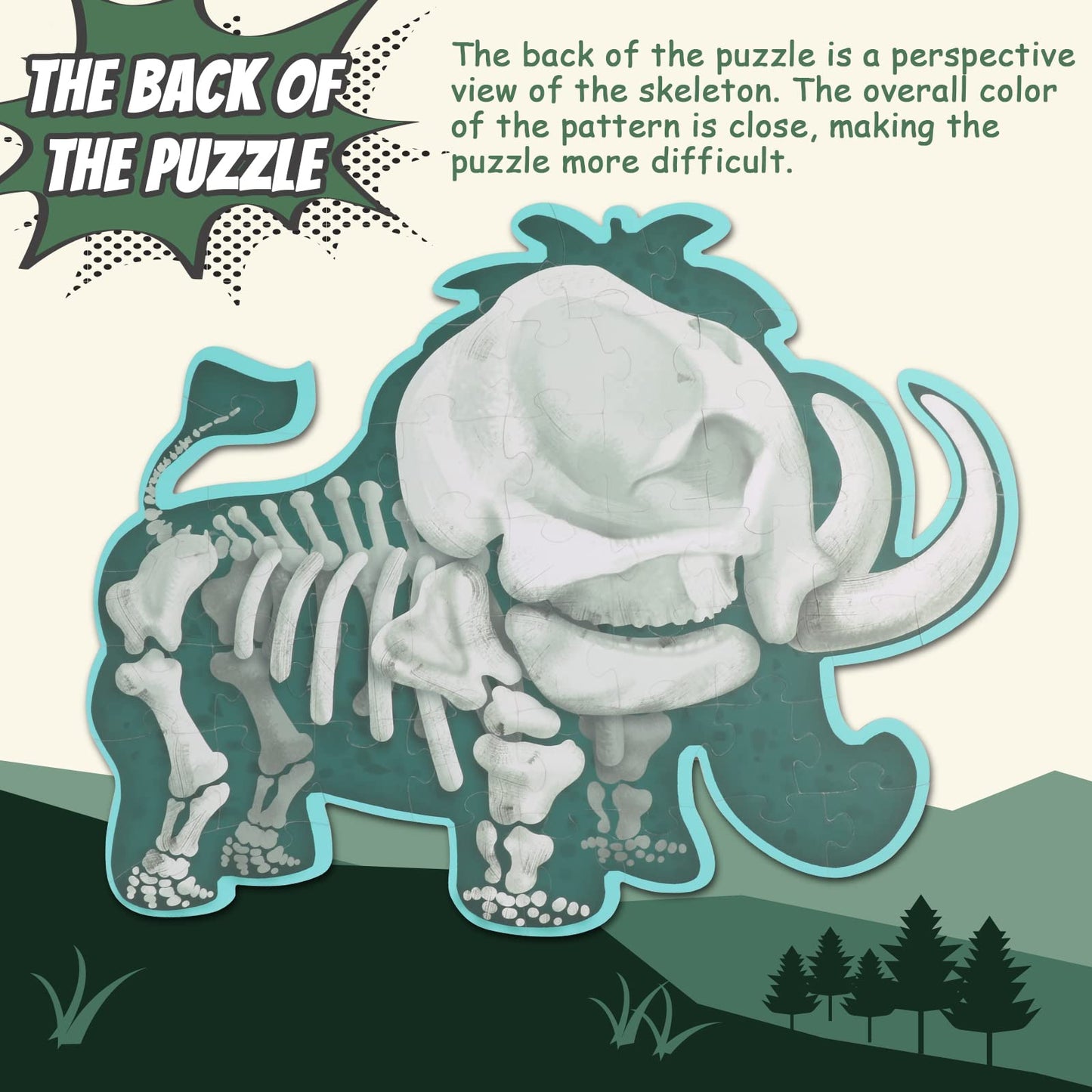 HAS 48 PCS Double-Sided Mammoth Elephant Shape Floor Puzzle for Kids Ages 3-8, Paper Jigsaw for Boys and Girls Gifts