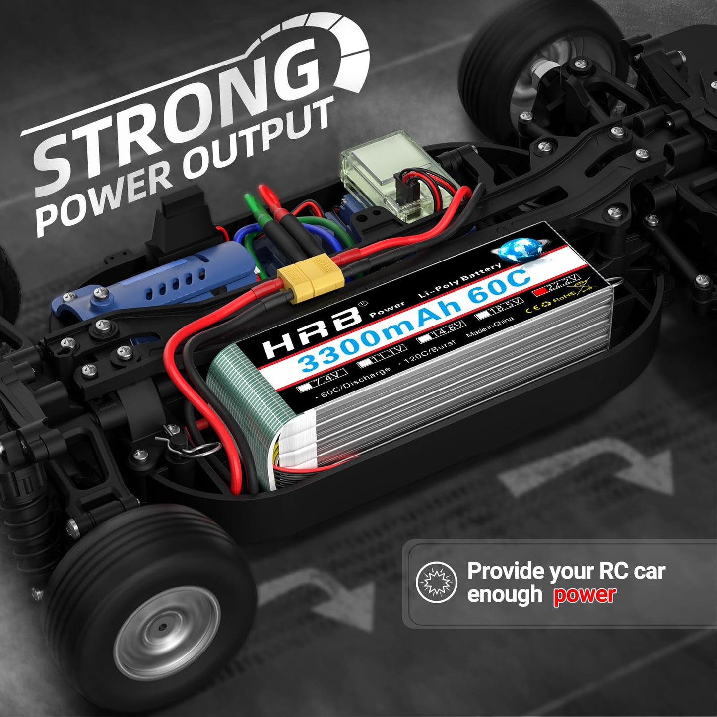 HRB 2packs 6S 22.2V 3300mAh 60C XT60 RC Lipo Battery Compatible with RC Helicopter Airplane Car Boat Truck