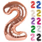 Rose Gold Number 2 Balloon 40 Inch, 2 Balloon Number, 2Nd Birthday Decorations For Baby Girls Boys Toddlers