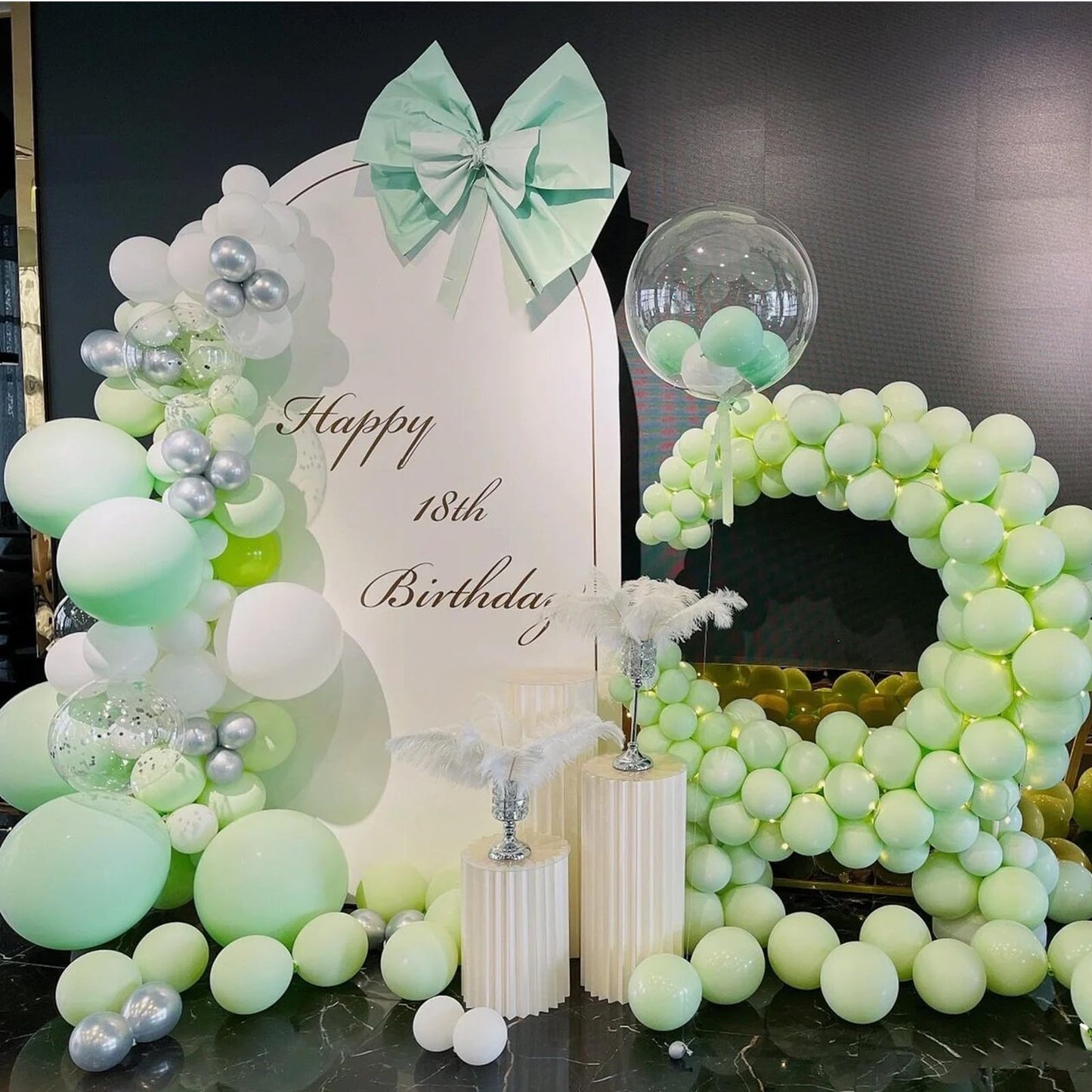 412Pcs Pastel Mint Green Balloon Garland Arch Kit 18 12 10 5 Inch Different Sizes Light Latex Balloons For Baby Shower Birthday