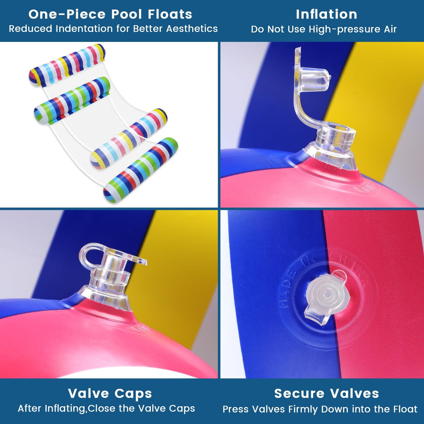 Pool Floats - 2 Pack Inflatable Pool Floats Rafts  mature-themed Size  4-in-1 Floats for Swimming Pool  Thick PVC Pool Float Lounger Water Hck