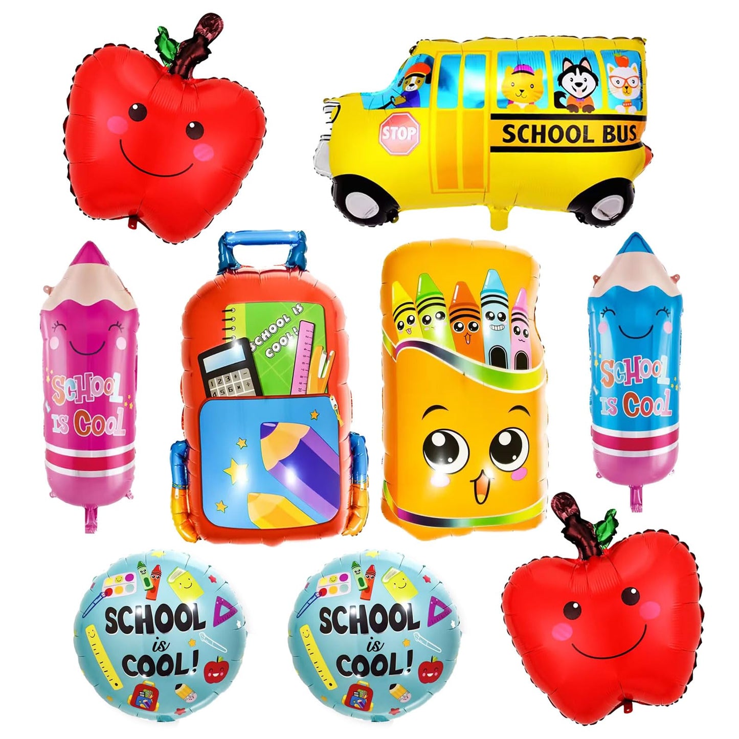 Back To School Balloons, Pencil Apple Crayon Foil Balloons, Welcome Back To School Decorations, Back To School Helium Mylar Ball
