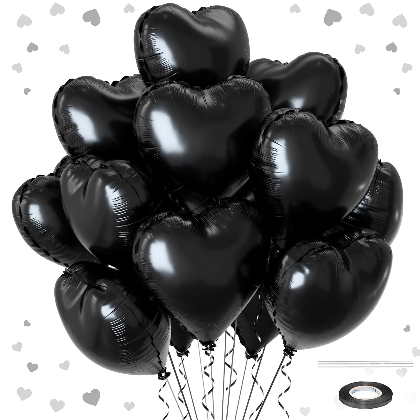 12 Pcs Heart Balloons, 18 inch Metallic Red Heart Shaped Balloons, Big Heart Helium Balloons, Heart Love Foil Balloons for Weddi