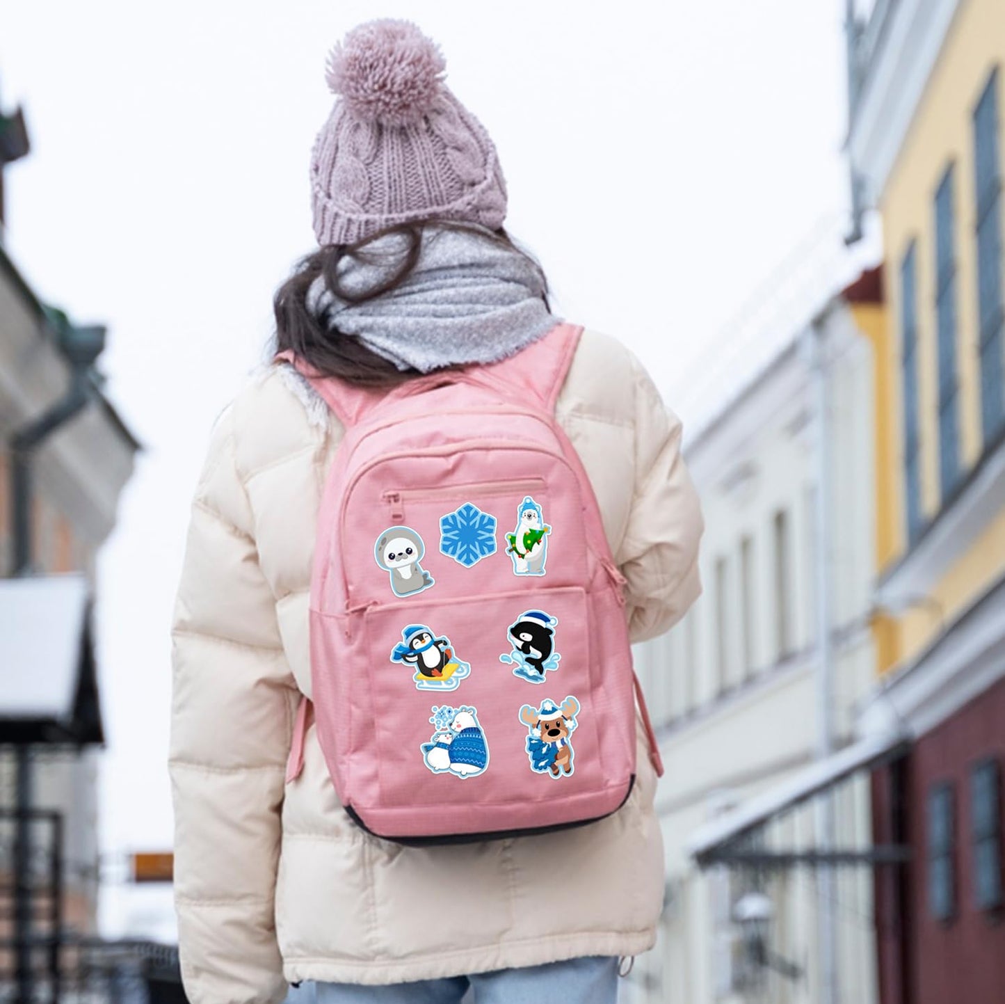 100 PCS Winter Arctic Animal Stickers, Winter Arctic Polar Animal Party Favors Birthday Party Decorations Supplies Gifts Waterpr