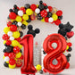 Lebery Mouse Number 8 Balloon 40 Inch Red Number 8 Balloon Mini Mouse Head Balloon For 8Th Birthday Party, Black Red Large Number 8 Foil Balloon For Baby Shower Anniversary Supplies Decorations