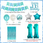 Funmemoir 11th Birthday Decorations - Teal Cake Topper, Fringe Curtain, Banner & Foil Balloon for Girls, 11 Year Old Birthday Decor