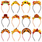 Riceshoot 36 Pcs Thanksgiving Headband Turkey Headband Happy Thanksgiving Party Head Bopper Headwear Felt Pumpkin Maple Leaf Hai